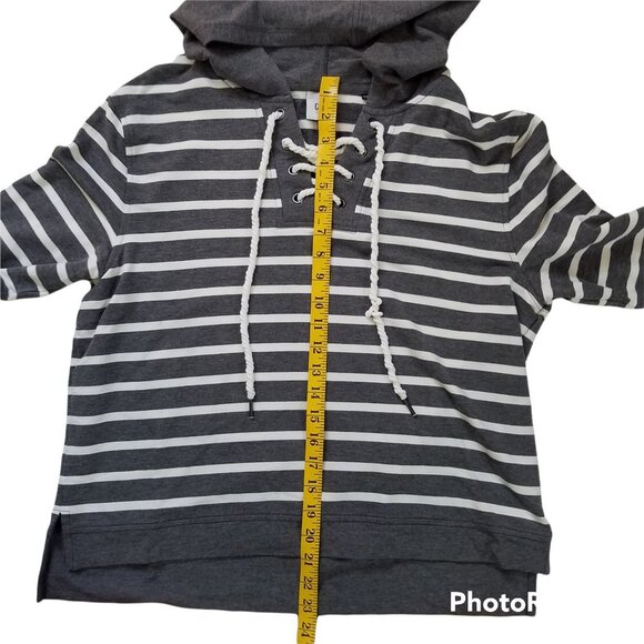 CAbi Windward Gray White Stripe Pullover Hoodie - Picture 7 of 8